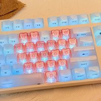 21 Keys Transparent Heart Shape Keycaps Pink Red White Color Keys for Mechanical Keyboard