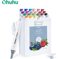 Ohuhu Kaala 24 Colors Marker Pen Set Alcohol Art Markers Refillable Dual Tips Sketching Drawing Manga School Art Supplies Gift