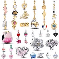 New 925 Silver,Butterfly,Flower Bead iron Tower,Key Pendant, Fit European Original Bracelet DIY Accessory,Exquisite Jewelry