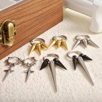 1Pair Punk Rock Spike Rivet Cool Men Hoop Earrings Stainless Steel Hip Hop Steampunk Cone Goth Cross Ear Boucles Mujer Jewelry