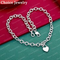 925 Sterling Silver Heart Lock Chain Necklace For Women Fashion Jewelry Charm Grace Party Accessories Anniversary Gifts