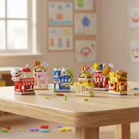 NEW Creative DIY Street View Building Block Flower Shop Coffee Shop Fruit Cake House Assembly Toys DIY tabletop decoration Gifts