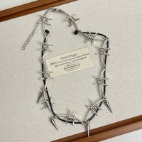 Punk Metal Thorn Rivet Choker Necklace For Men Woman Gothic Hip Hop Double Layer Clavicle Chain Necklace Y2K Jewelry Accessories