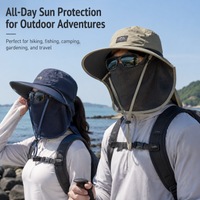Unisex Fisherman Boonie Hat with Neck Flap, Windproof Quick-Dry UV Sun Protection Cap for Outdoor Fishing Hiking Camping Travel