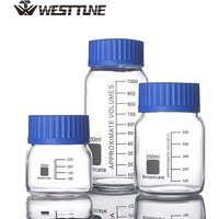 WESTTUNE 250ml/500ml/1000ml Graduated Round Glass Reagent Bottle Laboratory Transparent Sealed Bottle with Blue Screw Cap GL80