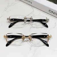 Y2K Vintage Frameless Cut Edge Glasses Eye Protection Metal Anti-Blue Light Glasses Anti Eyestrain Travel Eyewear