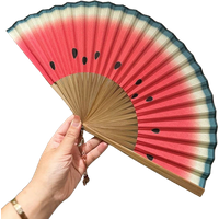 Summer Cooling Fruit Folding Fan Retro Fashion Fan Daily Portable Fan Watermelon Fan Photo Runway Prop Fan Craft Gift Fan