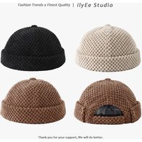 New Autumn Winte Solid Color Skull Beanie Cap Hip Hop Thick Warm Docker Sailor Bike Brimless Hats for Women Men Pumpkin Hat