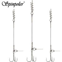 Spinpoler 3pcs Stinger Wire Trace Leader Corkscrew Sharp Triple Hook Pike Fishing Rig For Softbait Shad Lure Gear Accessories