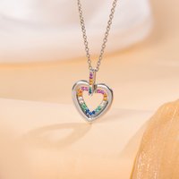 New Fashion Colorful Crystal 925 Sterling Silver Jewelry Heart Shaped Love Pendant Necklaces XL293