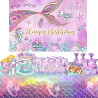 Mixed Purple Mermaid Party Set for Birthday Party Table Decor Wedding Holiday Parties Supplies Candy Popcorn Packaging