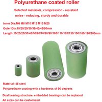 OD 15-50mm Polyurethane - Coated Wheels with PU Double - Bearing, Unpowered Rollers, Wear - Resistant Rubber Rolls Customizable