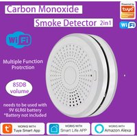 Tuya WiFi 2 in 1 CO & Smoke Detector Smart Life APP Control 85DB Sound Light Alarm Home Security