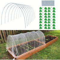 25pcs Garden Hoops For DIY Grow Tunnel Rust-Proof Fiberglass Support Frame Greenhouse Hoops For Raised Beds, Garden FabricNettin