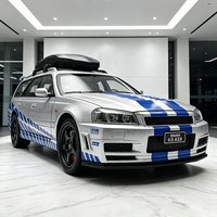 NEW 1:24 GTR R34 Skylin Station Wagon Alloy Car Model Sound and Light Pull Back Car Toy Collectibles Birthday Gift