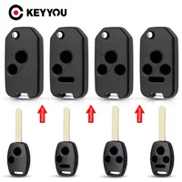 KEYYOU 1PCS Modified Car Key Shell Case For Honda Fit CRV Civic 2009 Insight Ridgeline HRV Jazz ACCORD jazz 2008