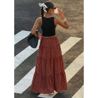2026 Polka Dot A-Line Skirt with Big Hem And Bow Belt Full Body Floral Print Half-length Women's Fashion Spring Summer