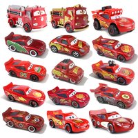 Disney Alloy Car Anime Figure Lightning McQueen Fire Fighting Truck Racing Car Kids Toys 1:55 Metal Die Casting Birthday Gifts