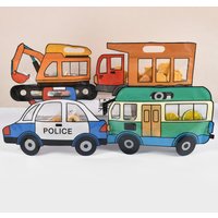 10Pcs Construction Truck Candy Gift Bag Police Car Excavator Cookie Snack Zipper Bags Kids Birthday Party Favors Decor Supplies