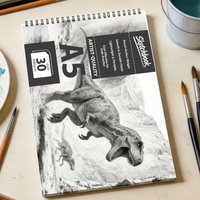 A5 Spiral-Skizzenbuch, 30 Blatt (180g/m²) T-Rex Bleistift-Zeichenblock, Tragbares Künstler-Skizzenbuch für Schulanfang & Geschenk