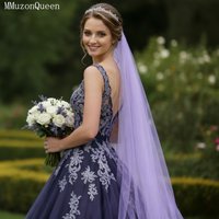 TOPQUEE Velo De Novias Catedral Purple Wedding Simple Veil 1 Layer Wedding Accessories A Safe Choice Customizable M92