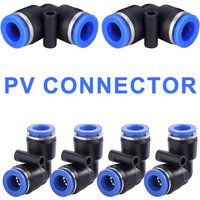 PV Quick Pneumatic Connector 4mm/6mm/8mm/10mm Tube Air Quick Fittings Push In Hose Couping 90 Degree Elbow Connectors