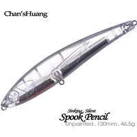 Chan'sHuang 5PCS Unpainted Blank Bait 12cm 46.5g Sinking Silent Spook Pencil DIY Handmade Artificial Fishing Lure Model
