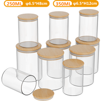 10pcs Round Glass Jar Glass Storage Containers with Lids Clear Glass Food Storage Jars for Kitchen Sugar Salt Coffee Tea Beans