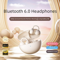 Lychee Texture Ear Clips Wireless Bluetooth 6.0 Earphones Running Sports IP65 Waterproof Painless Wearing Non in Ear Headphones
