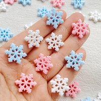 30pcs Resin Cute Christmas Snowflakes Flatback Rhinestone Figurines DIY Wedding Scrapbook Decor Crafts