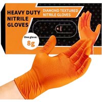 Robuste orangefarbene Nitrilhandschuhe, 8 Mil, Einweg-Reinigungshandschuhe mit rautenstrukturiertem Griff für Haushaltsküchen, Kochhandschuhe