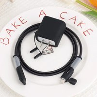 Black Data Cable Charger Protector Cover For iPhone 18W/20W Silicone Dust-proof Charger Protective Sleeve for iPhone 17 Pro Max