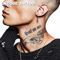 Trust No One Viper and I Neck and Hand Rock Hip-Hop Cool Style Herbal Tattoo Stickers Long-Lasting Waterproof 15-Day Temporary Tattoo