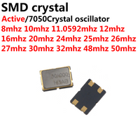 5PCS 5*7mm 7050 4Pin 8MHZ 10MHZ 11.0592MHZ 12MHZ 16MHZ 20MHZ 24MHZ 25MHZ 26M 27MHZ 30MHZ 32M 50MHz 5070 Active Crystal Os