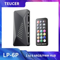 TEUCER LP-6P ARGB PWM HUB 3 IN 1 Controller 6 Way Splitter 4Pin PWM PC Case Cooling Fan HUB Light Controller/HUB