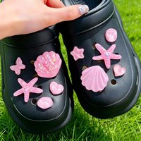 Pink Starfish Shell Heart Shoe Charms Set, Ocean Style DIY Clog Accessories, Cute Pink Decorative Ornaments for Girls Women