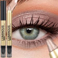 1 Stück verschmierfester, glitzernder und mattierter Finish für Anfänger, lebendiger metallischer, seidiger, doppelköpfiger Lidschattenstift für einen