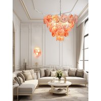 Vintage Cloud Glass Decor Chandeliers LED Lighting Fixture Europe Romantic Red Hanging Lamp for Ceiling Living Room Decor Lustre