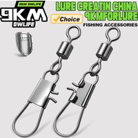 50Pcs Rolling Swivels with Interlock Snap for Freshwater & Saltwater Connector Tackle