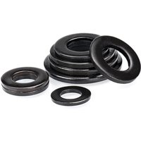 1/2/5/10/ 20/ 50/ 100pcs M2 M2.5 M3 M4 M5 M6 M8 M10 M12 M14 M16-M45 DIN125 Grade 8.8 Black Carbon Steel Flat Washer Plain Gasket