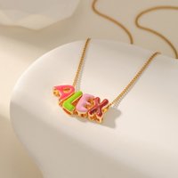 3D Enamel Bubble Letter Necklace Personalized Customized Colorful Letter Jewelry Suitable For Christmas And Valentine's Day Gift