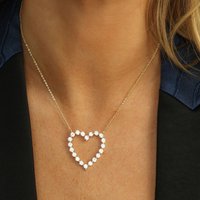 2024 Valentine's Day Gift Fashion Jewelry For Girlfriend Iced Out Bling 5A CZ Hollow Heart Pendant Necklace