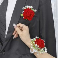 Elegant Artifical Rose Boutonniere Handmade Silk Wedding Brooch Bride Bridesmaid Wrist Flower Wedding Accessories