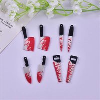 Mix 10pcs/pack simulation Bloody Knife Arcylic Charms Pendant for DIY Earring Keychain Jewelry Making