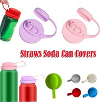 Portable Reusable Silicone Soda Can Lids Airtight Seal BPA-Free Can Covers With Straw Water Bottle Cover Bottle Accessories