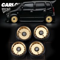 Carlomo 1/64 Alloy Model Car Wheel Series S-9 Bearings Ultra Smooth Rolling 9.5mm with Tires for Tomica Modified (4pcs 1set)