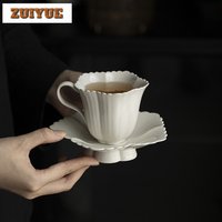 Retro Grass Wood Gray Glazed Coffee Cup Holder Set Handmade Breakfast Mug Cup Tea Bowl with Saucer Kit Work Office Mug Water Cup