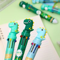 A 10-color retractable ballpoint pen with a dinosaur theme - an interesting and creative stationery gift