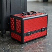 Women Two-Layer Aluminum Alloy Cosmetic Train Case Makeup Bag Organizer Portable Makeup Case for Travel Work