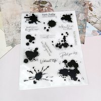 Ink Splatter Clear Stamps - Inspirational Quotes Paint Splash Transparent Stamps for Junk Journal Scrapbooking Card Mak